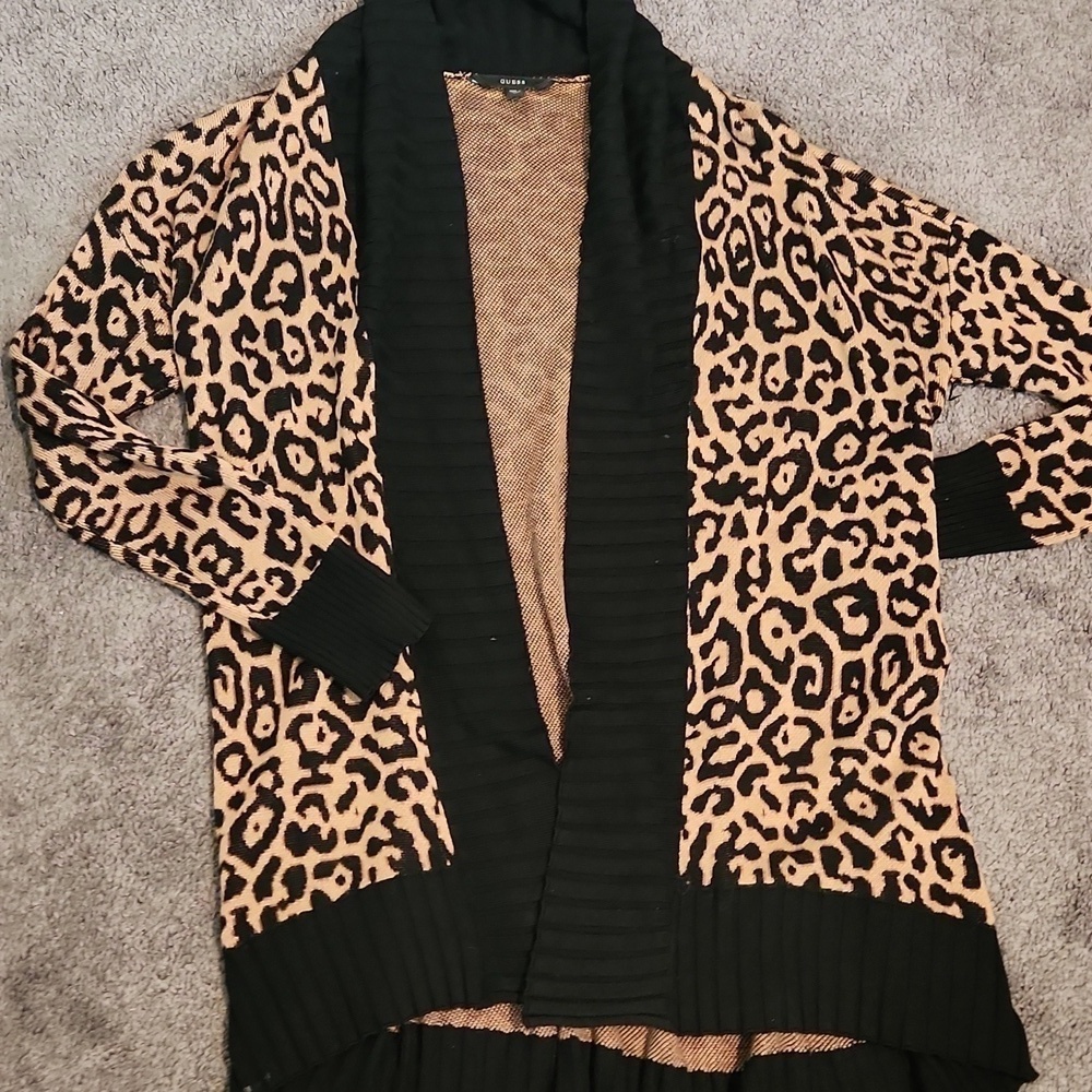 GUESS Leopard Print Open Front Cardigan - Picture 4 of 5